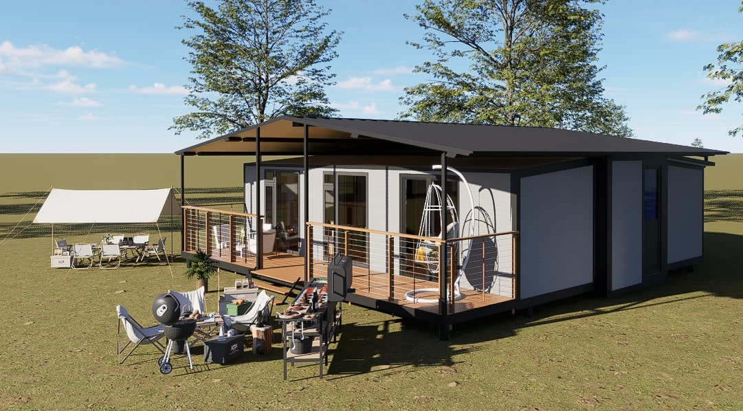 Trio Elite Exterior View with Outdoor Setup